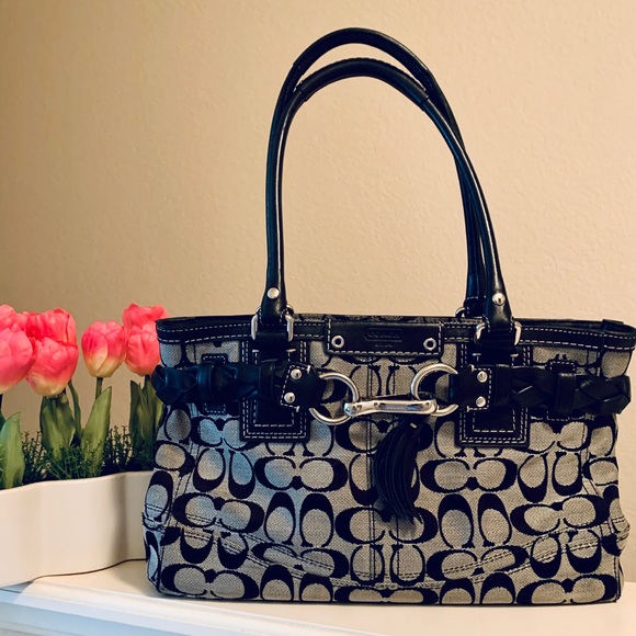 Coach Handbags - COACH gray/black Jacquard Satchel